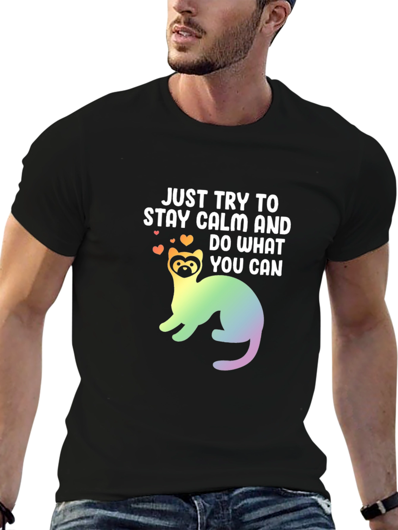 Stay Calm Ferret Graphic Tee