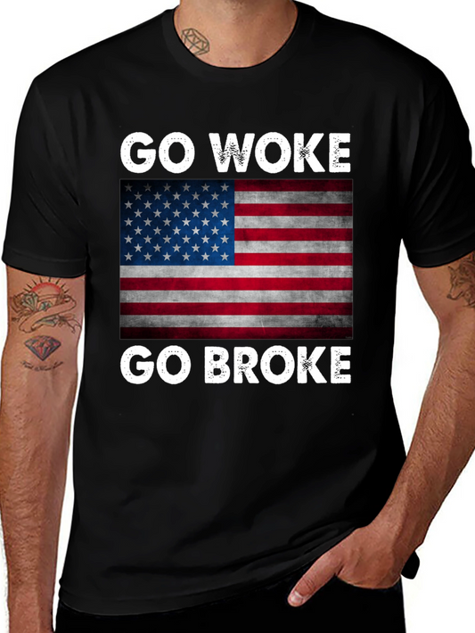 Go Woke Go Broke USA Flag Graphic Tee