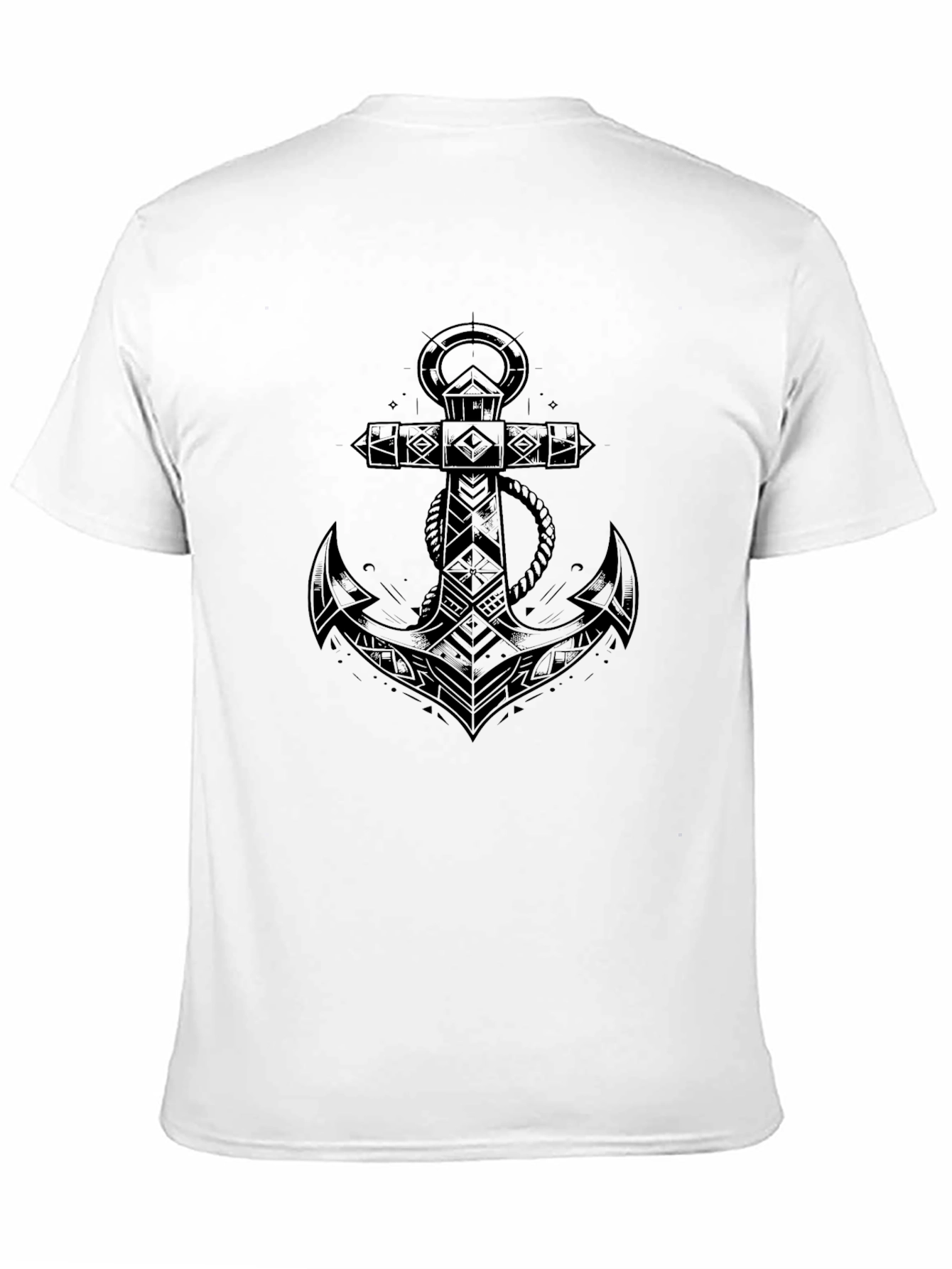 Mens Black Anchor Graphic Tee - Nautical Design