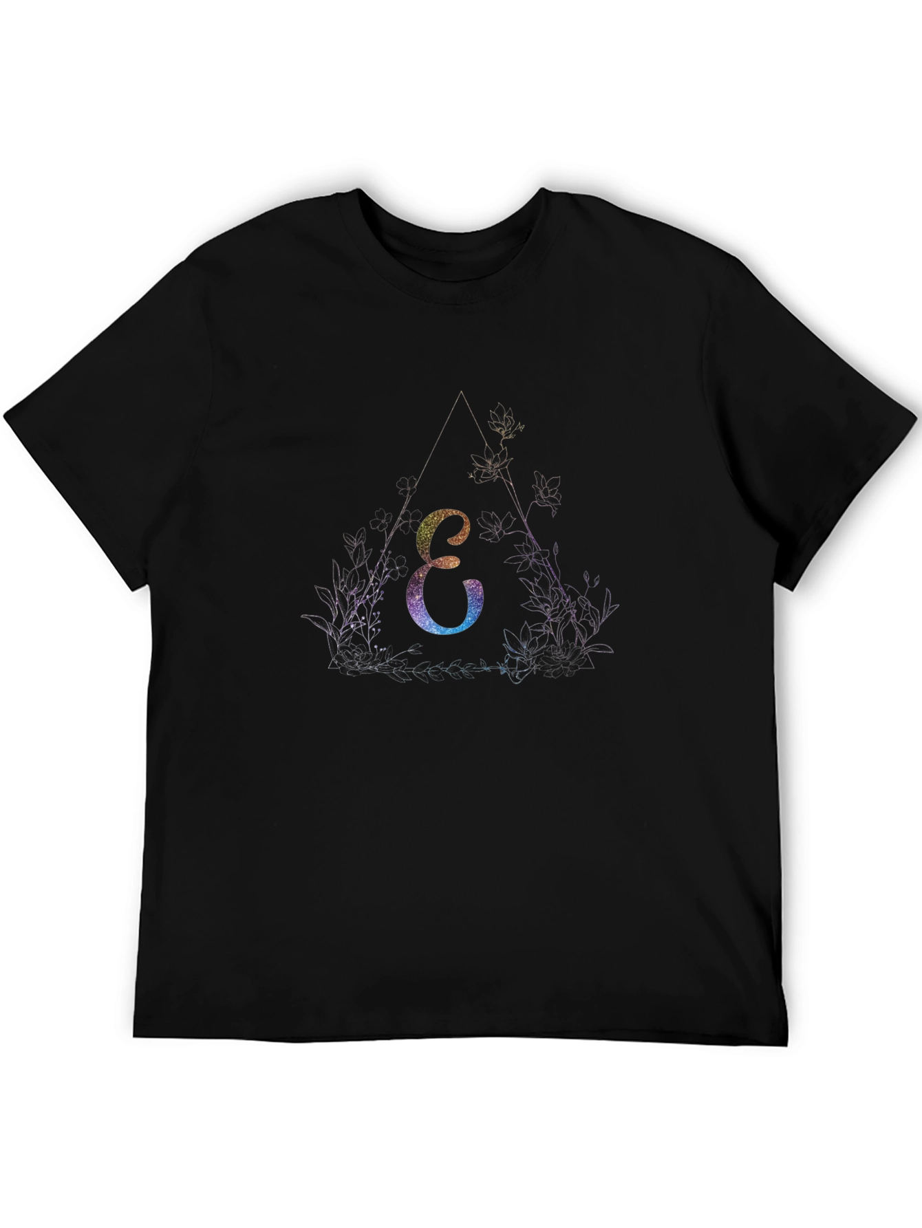 Mystic Letter E T-Shirt - Black Cotton Tee