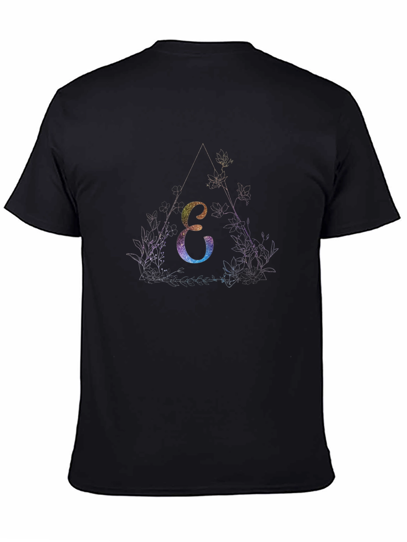 Mystic Letter E T-Shirt - Black Cotton Tee