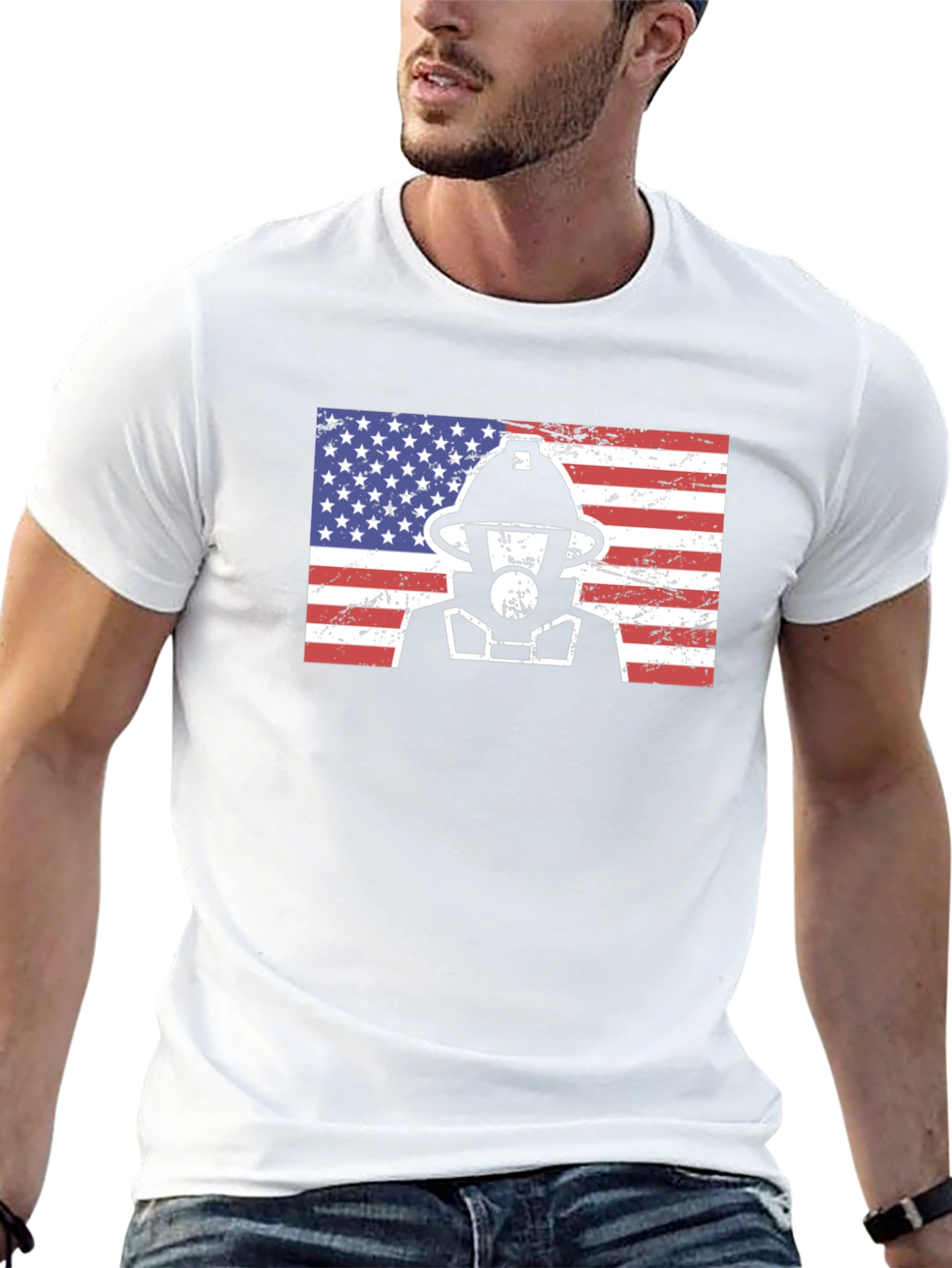 Firefighter American Flag Graphic Tee