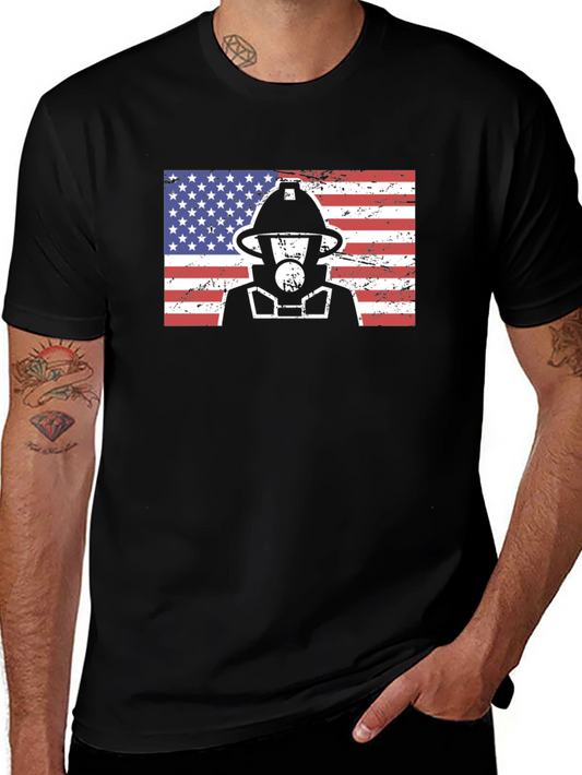 Firefighter American Flag Graphic Tee