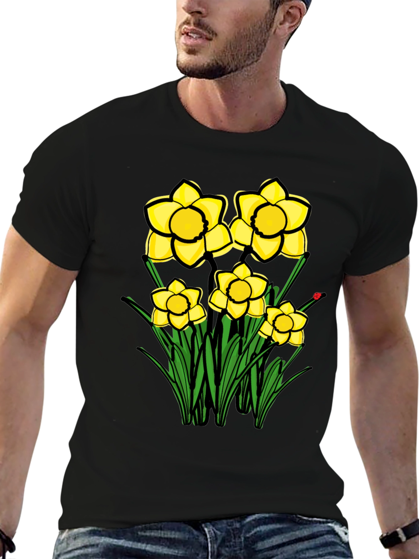 Daffodil Graphic Black T-Shirt