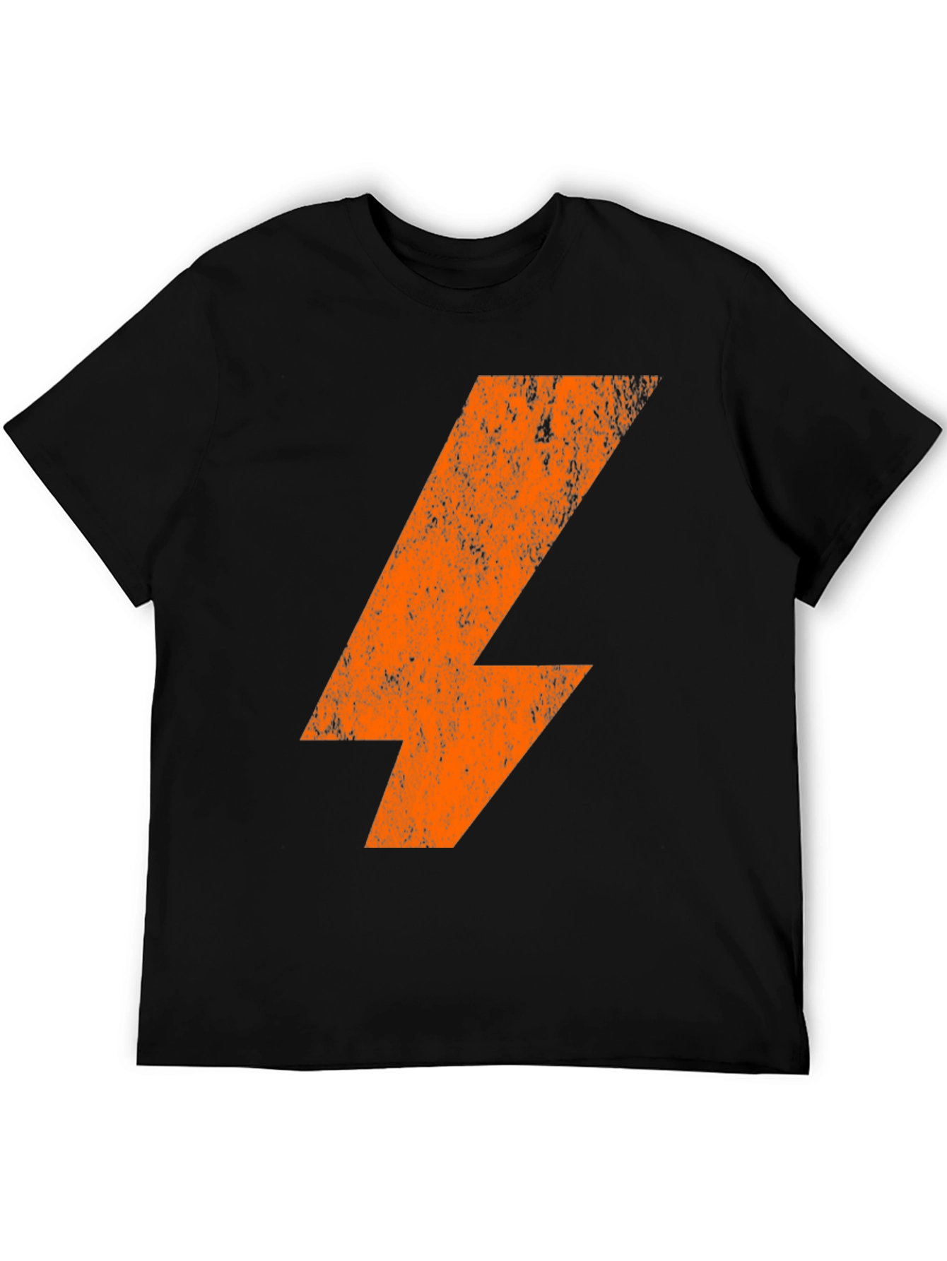 Orange Lightning Bolt Graphic Print Black T-Shirt