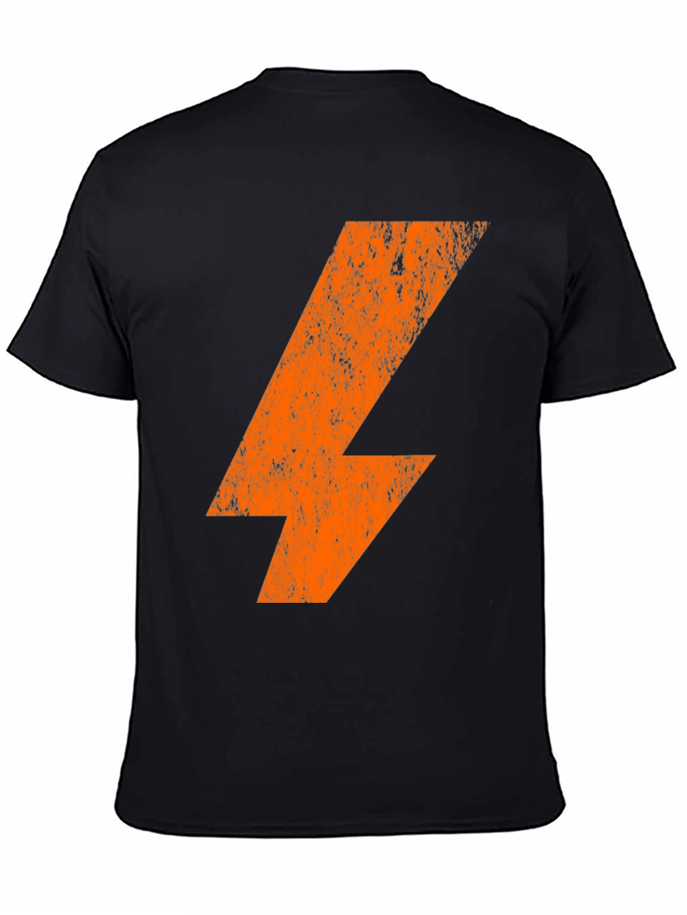 Orange Lightning Bolt Graphic Print Black T-Shirt