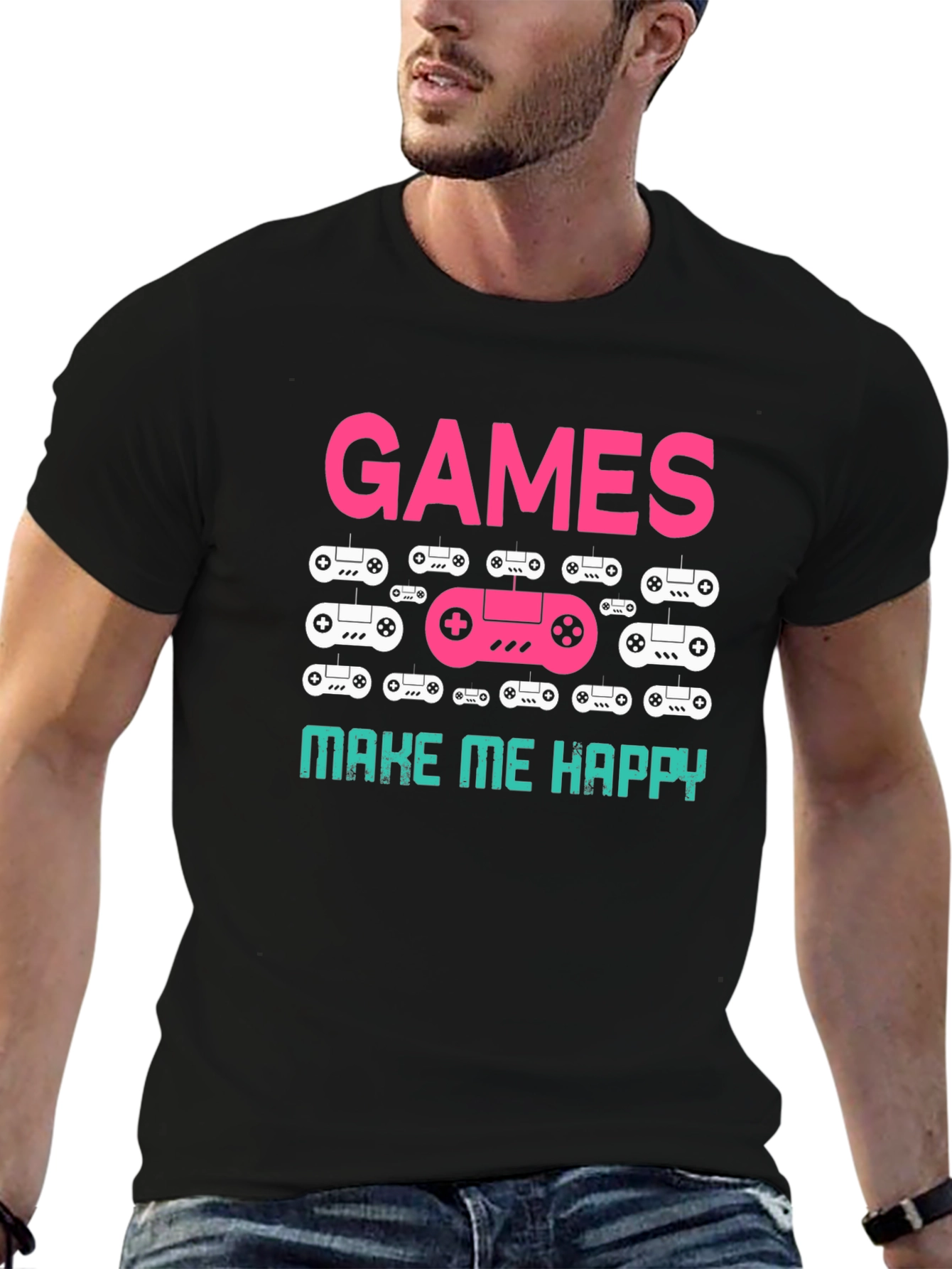 Games Make Me Happy T-Shirt Black
