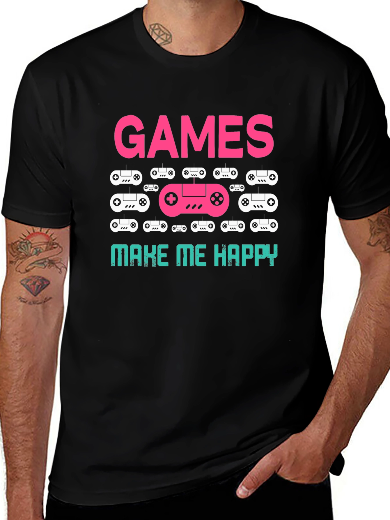 Games Make Me Happy T-Shirt Black