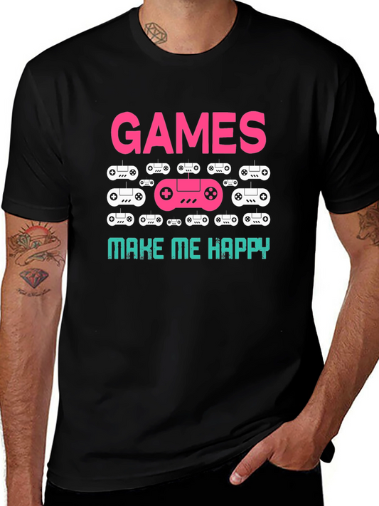 Games Make Me Happy T-Shirt Black