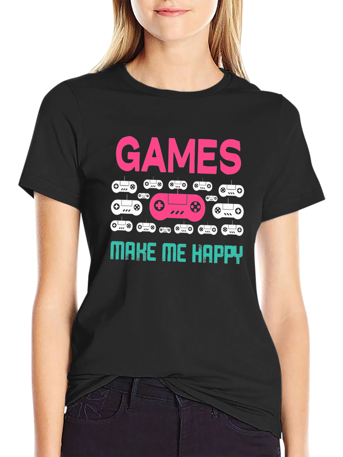 Games Make Me Happy T-Shirt Black