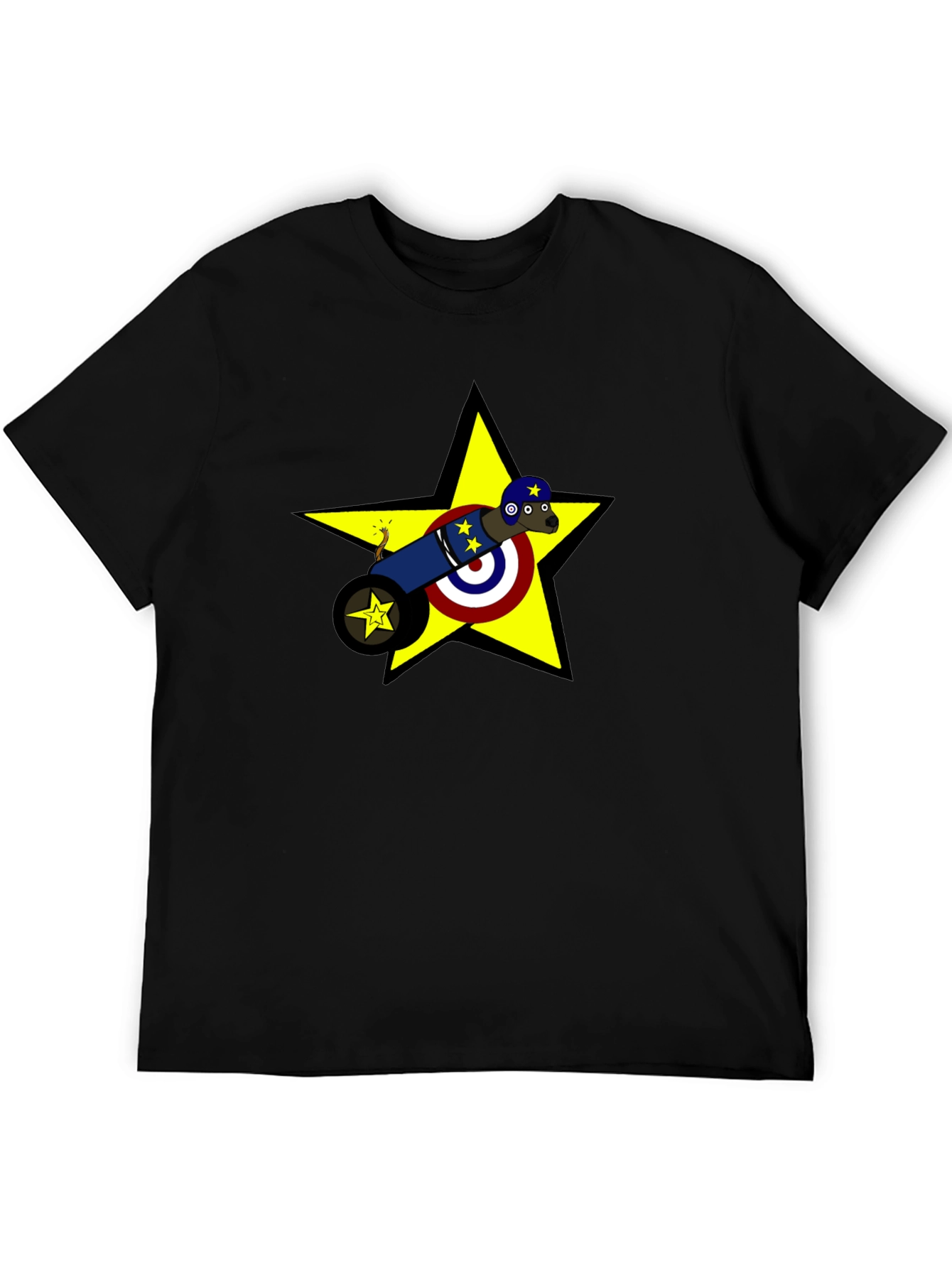 Novelty Cannon Dog Graphic T-Shirt