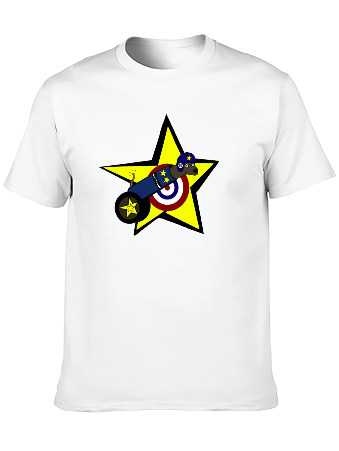 Novelty Cannon Dog Graphic T-Shirt