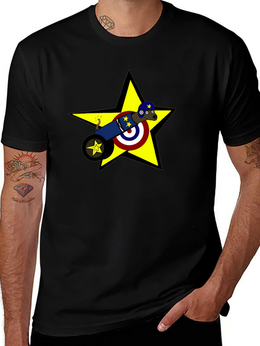 Novelty Cannon Dog Graphic T-Shirt