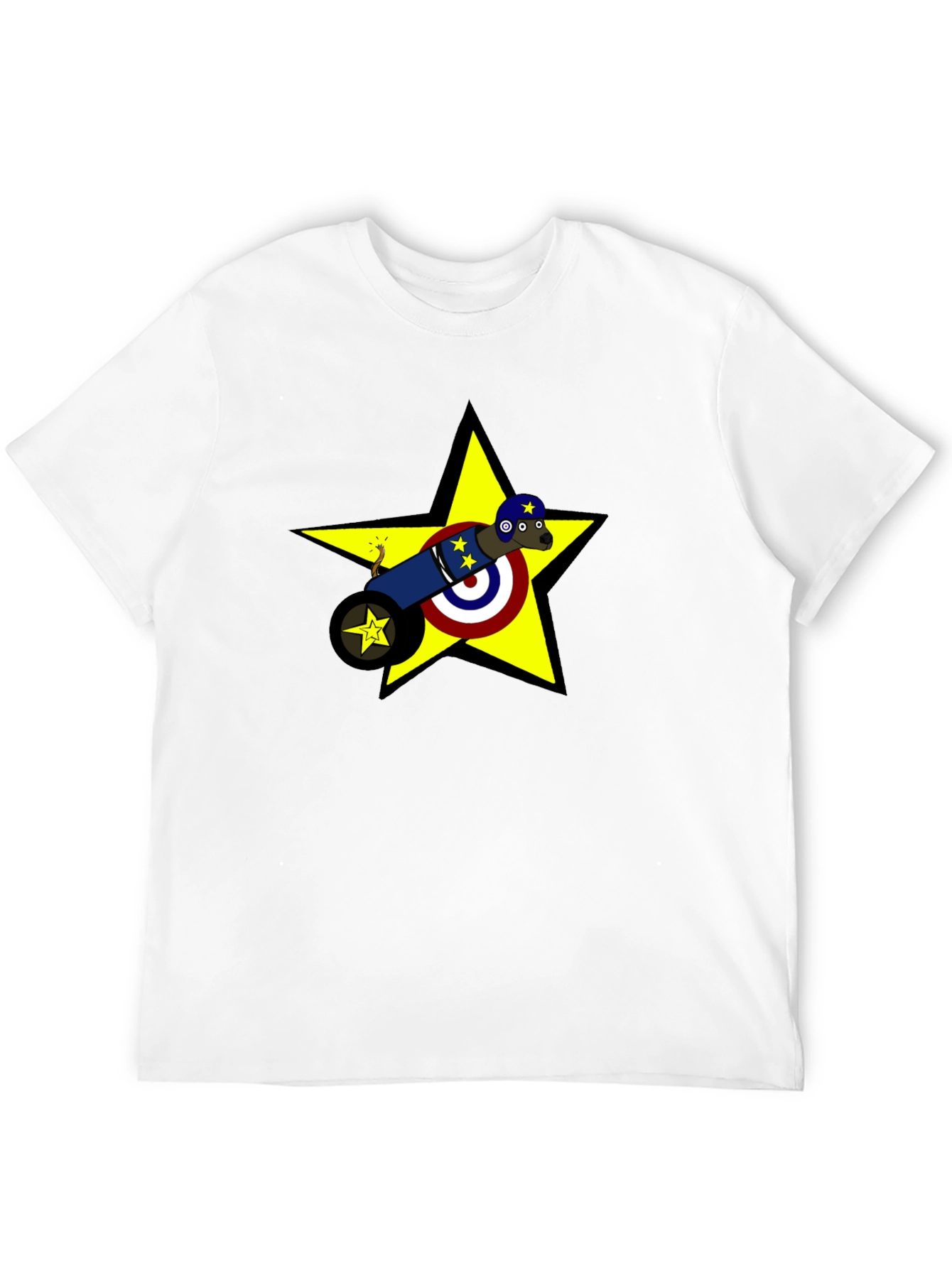 Novelty Cannon Dog Graphic T-Shirt