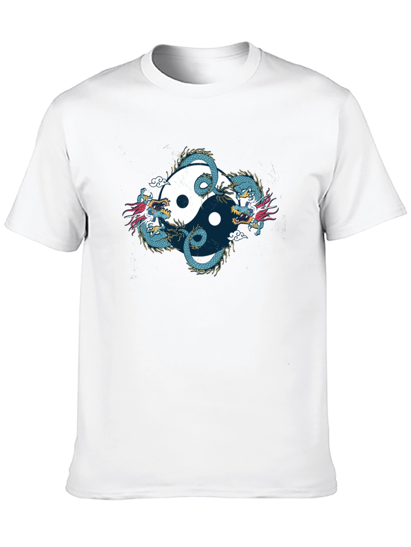 Yin Yang Dragon Graphic Black T-Shirt
