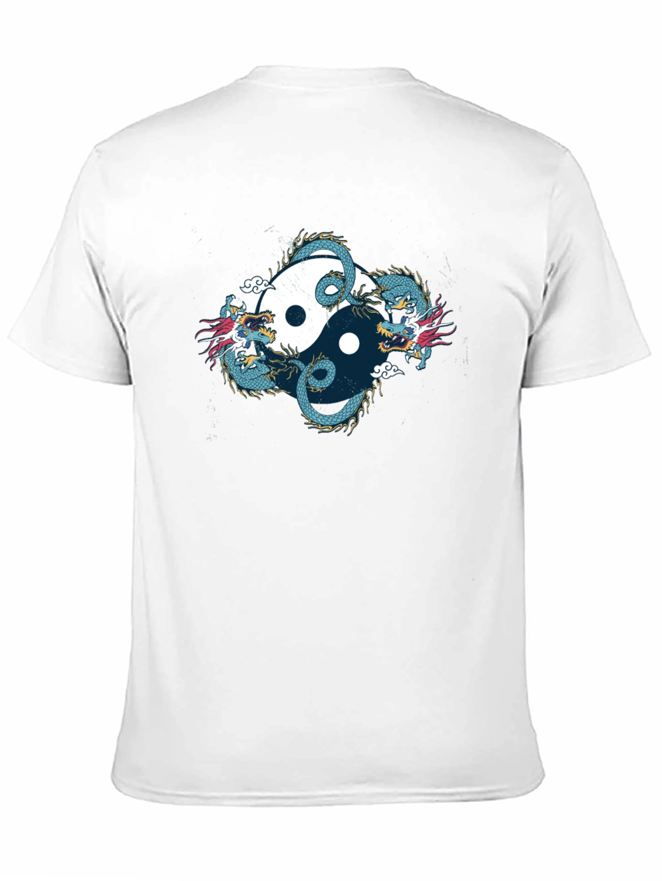 Yin Yang Dragon Graphic Black T-Shirt