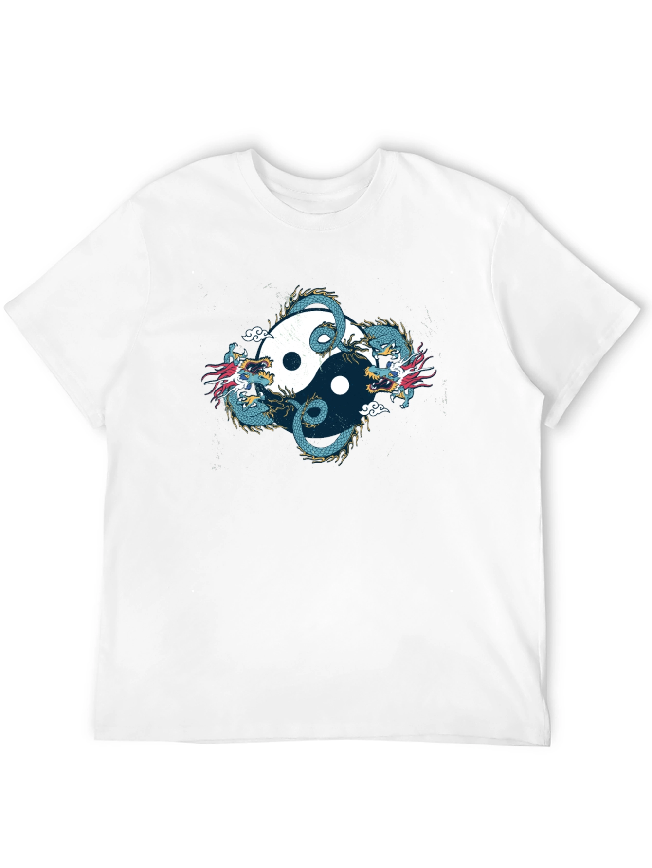 Yin Yang Dragon Graphic Black T-Shirt