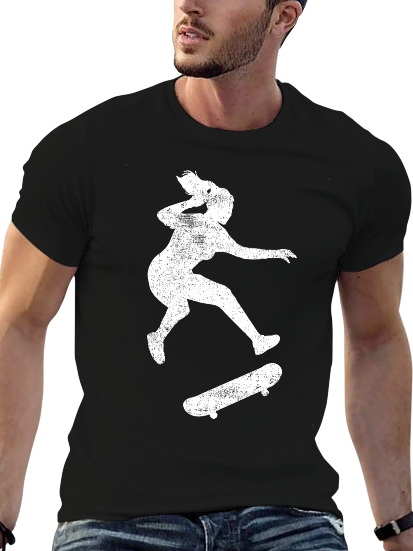 Skateboarding Silhouette Tee - Distressed Print