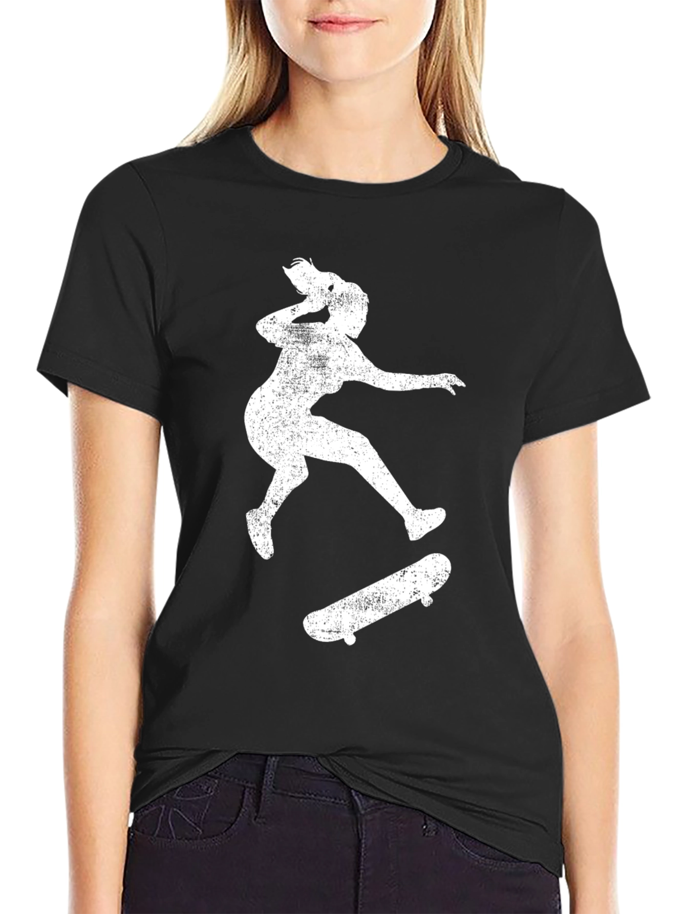 Skateboarding Silhouette Tee - Distressed Print