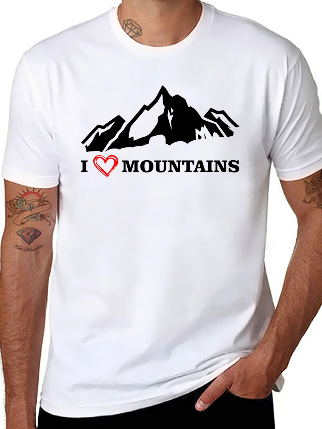 I Heart Mountains Black Graphic T-Shirt