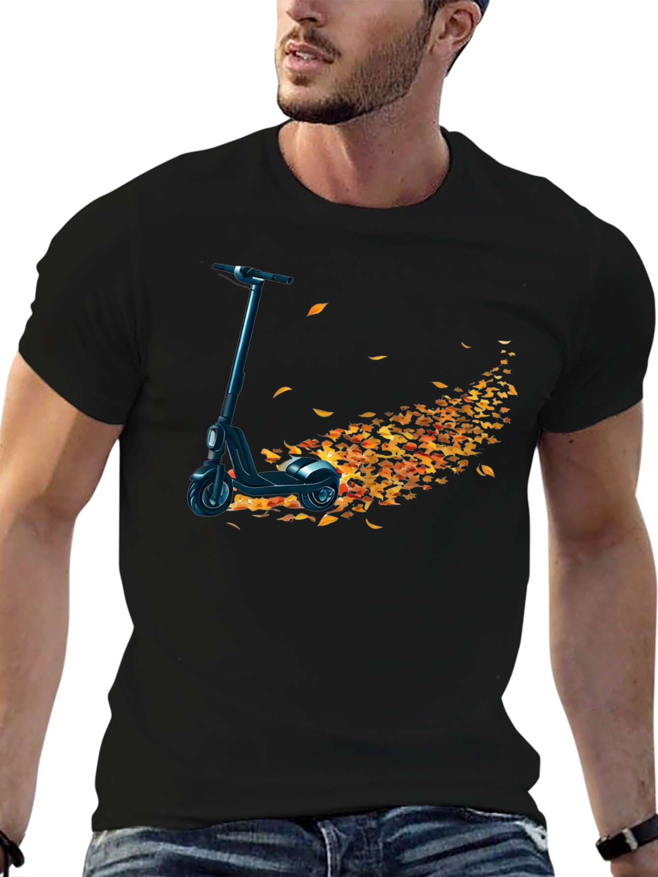 Electric Scooter Autumn Leaves T-Shirt