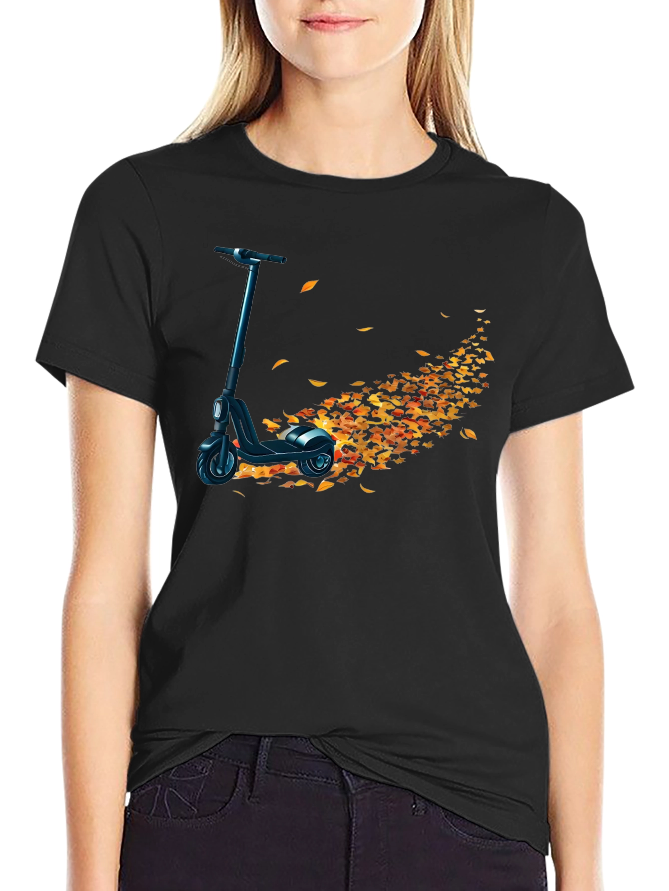 Electric Scooter Autumn Leaves T-Shirt