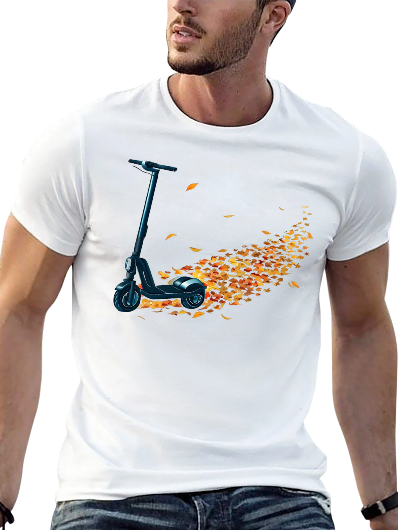 Electric Scooter Autumn Leaves T-Shirt