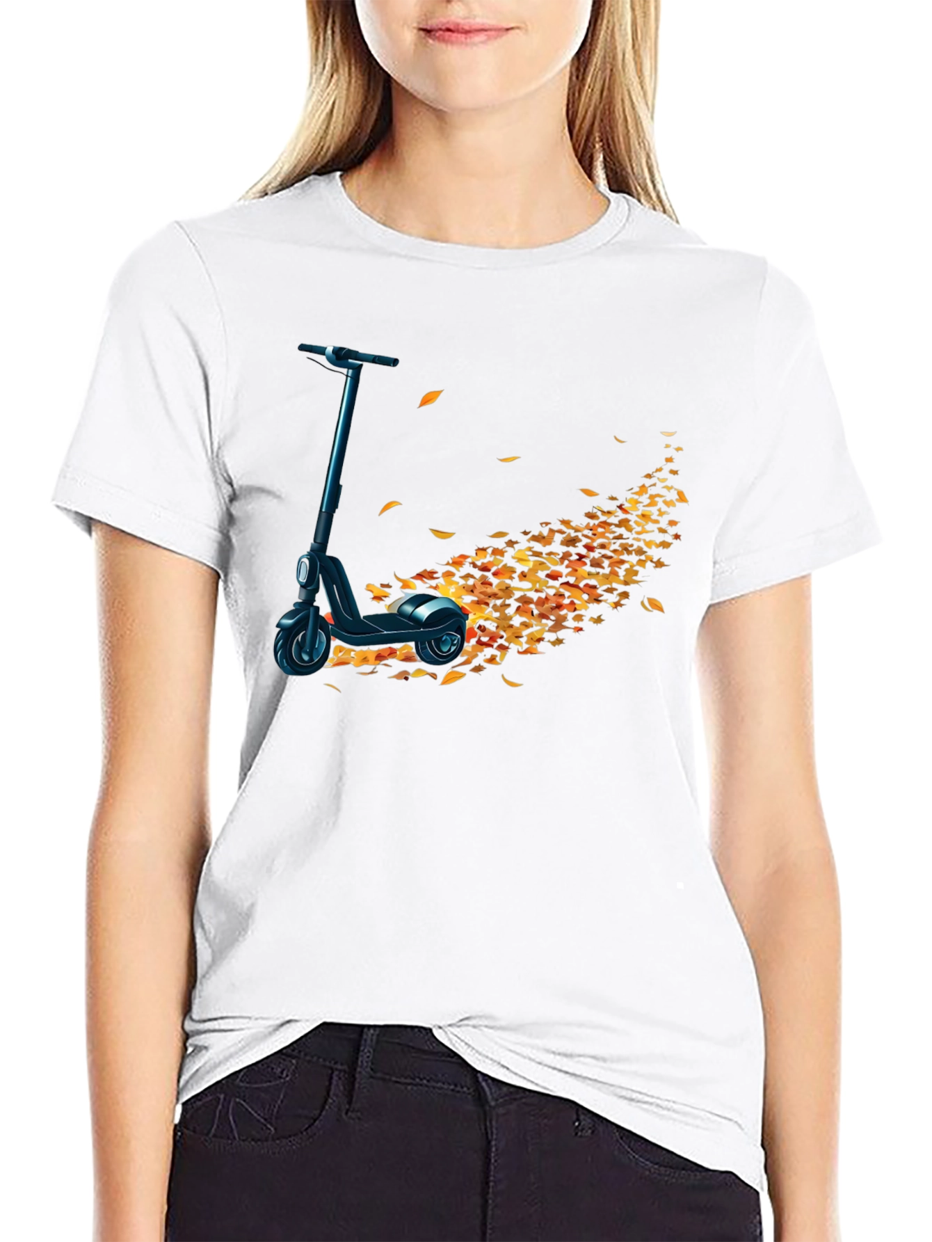 Electric Scooter Autumn Leaves T-Shirt