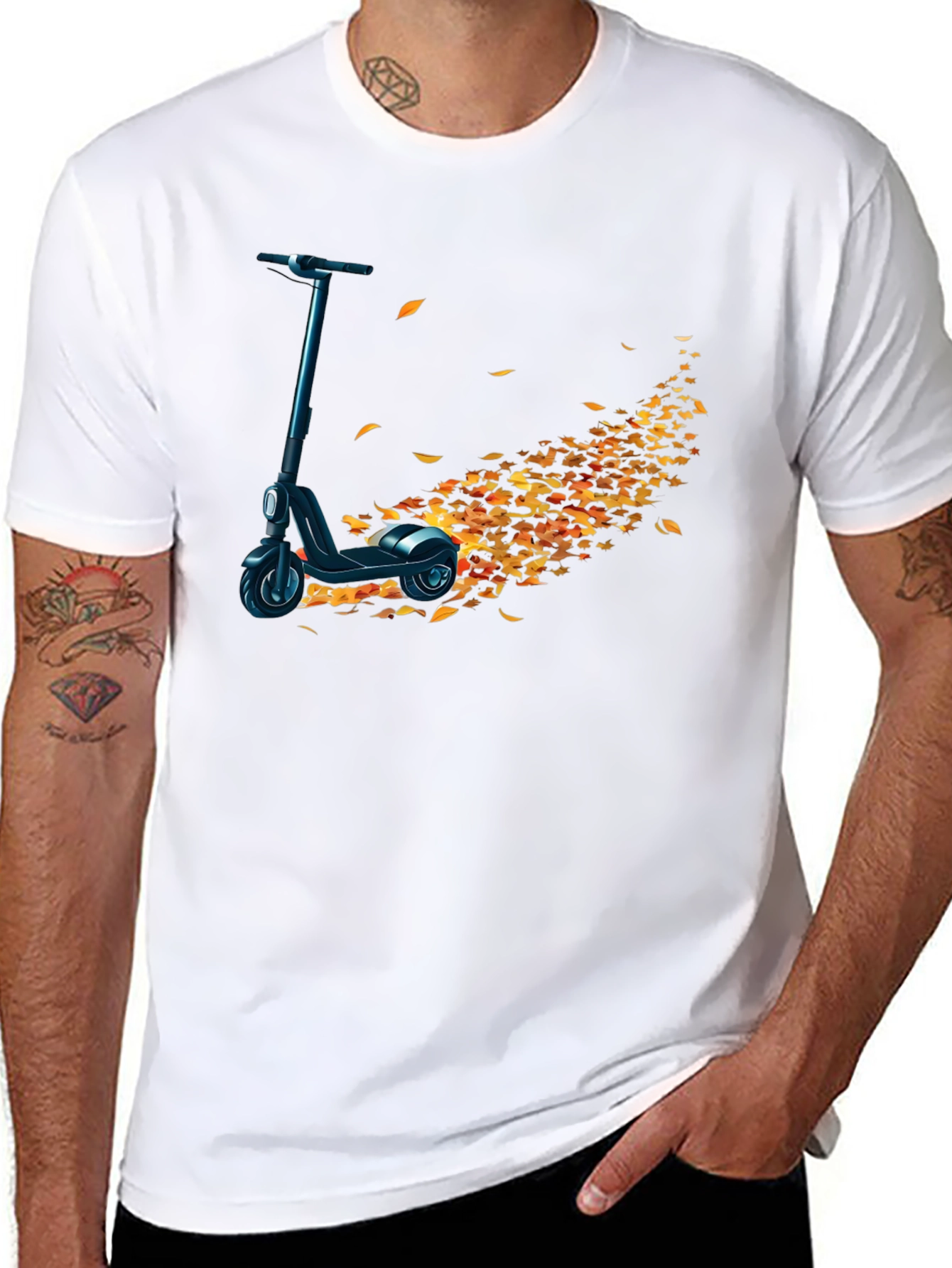 Electric Scooter Autumn Leaves T-Shirt