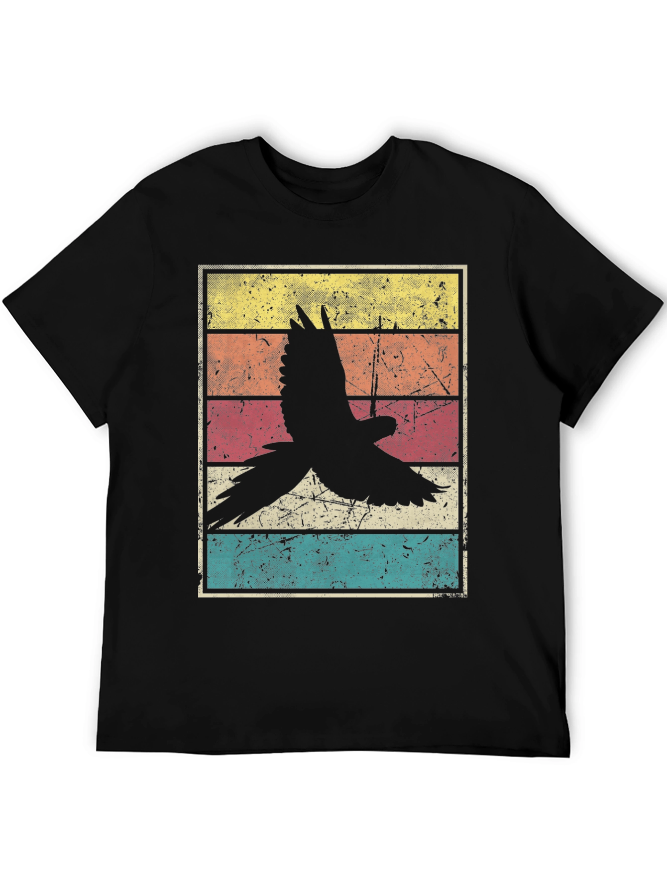 Retro Bird Graphic Tee - Black Unisex T-Shirt