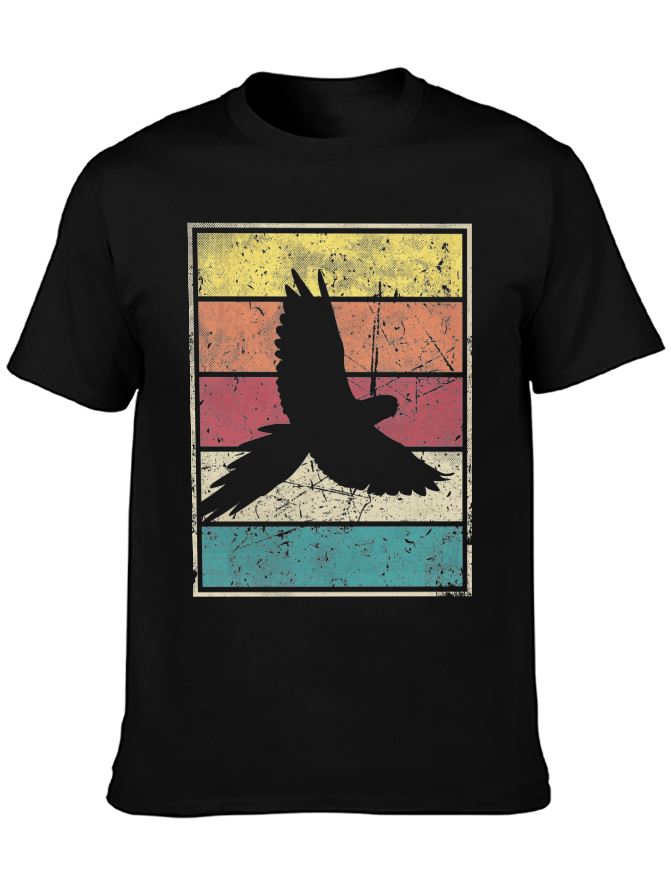 Retro Bird Graphic Tee - Black Unisex T-Shirt