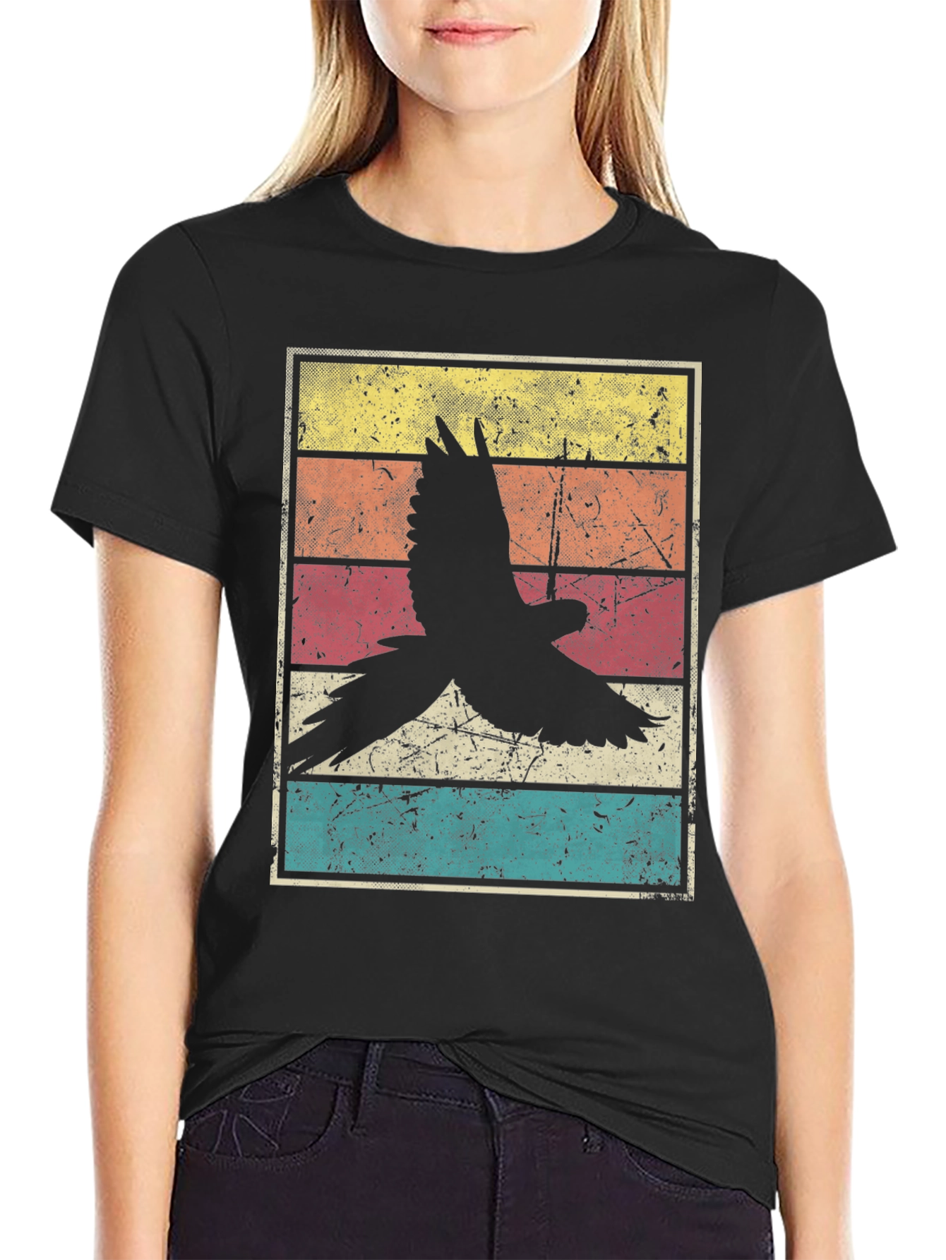 Retro Bird Graphic Tee - Black Unisex T-Shirt
