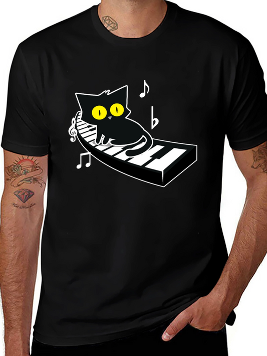 Cool Cat Piano Player Graphic Tee