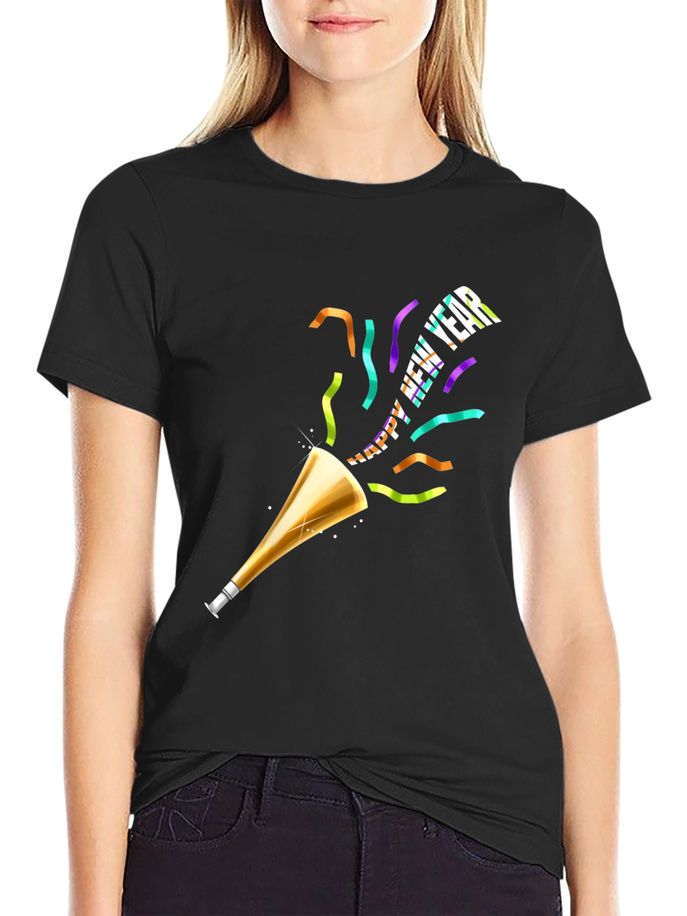Happy New Year T-Shirt Black Holiday Tee