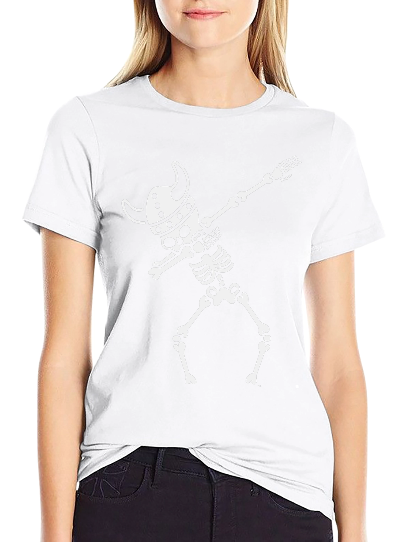 Viking Skeleton Dab T-Shirt - Black Cotton Tee