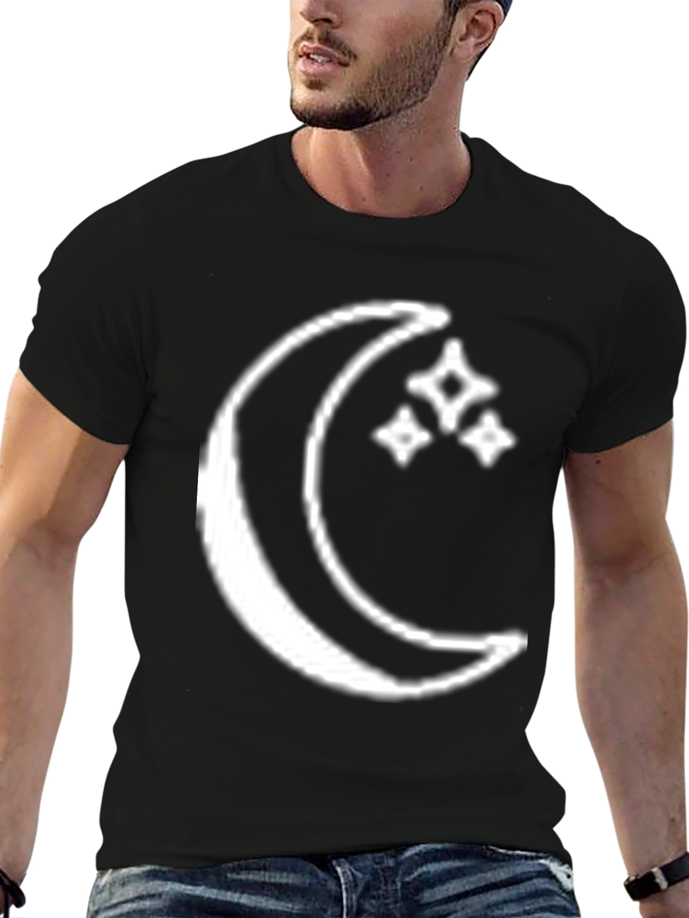Moon & Stars Graphic Tee - Celestial Black T-Shirt