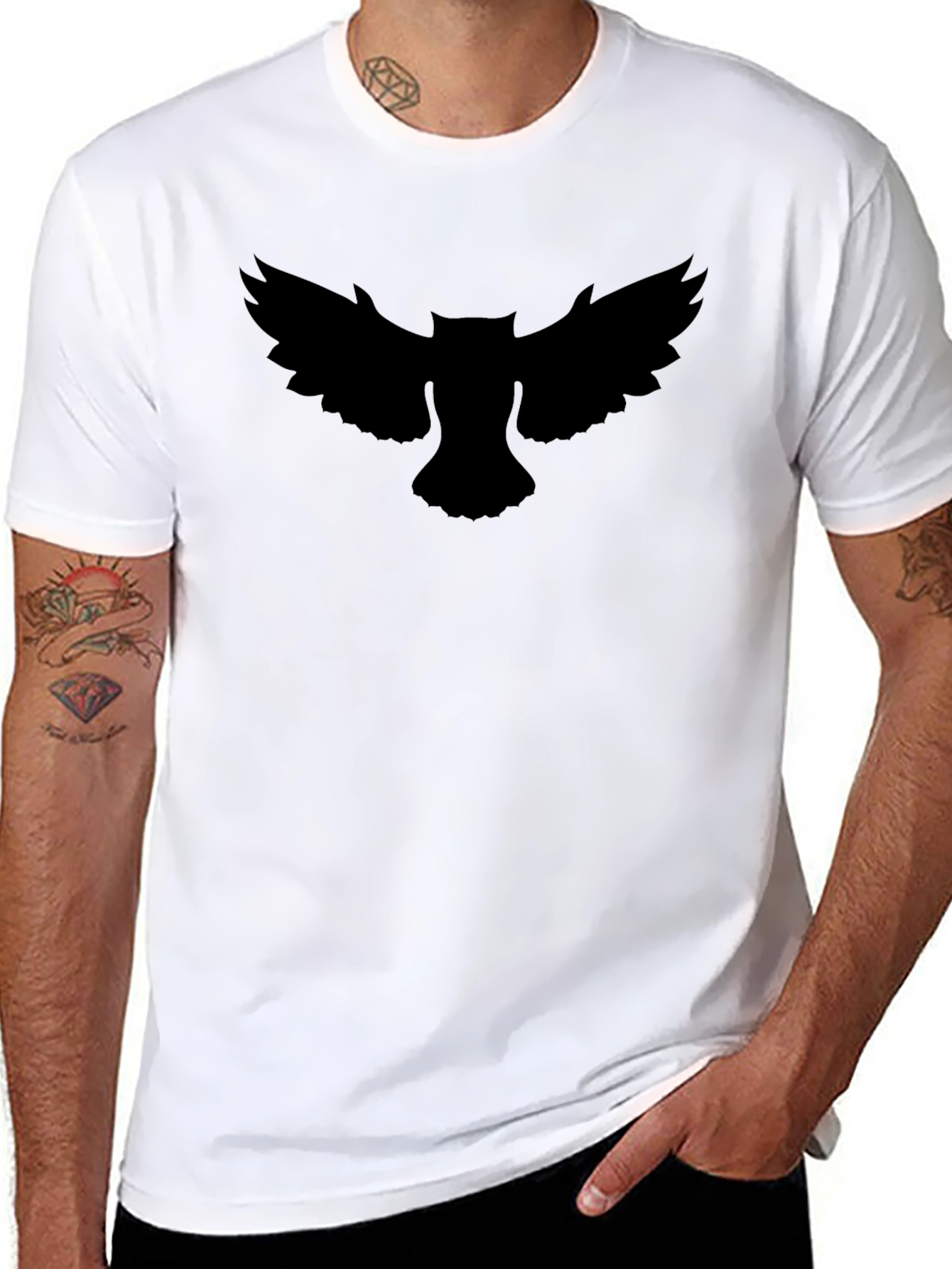 Mens Black Owl Graphic Tee - Cool & Stylish