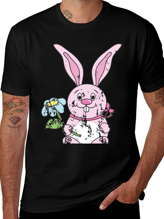 Easter Bunny T-Shirt - Cute Rabbit with Flowers