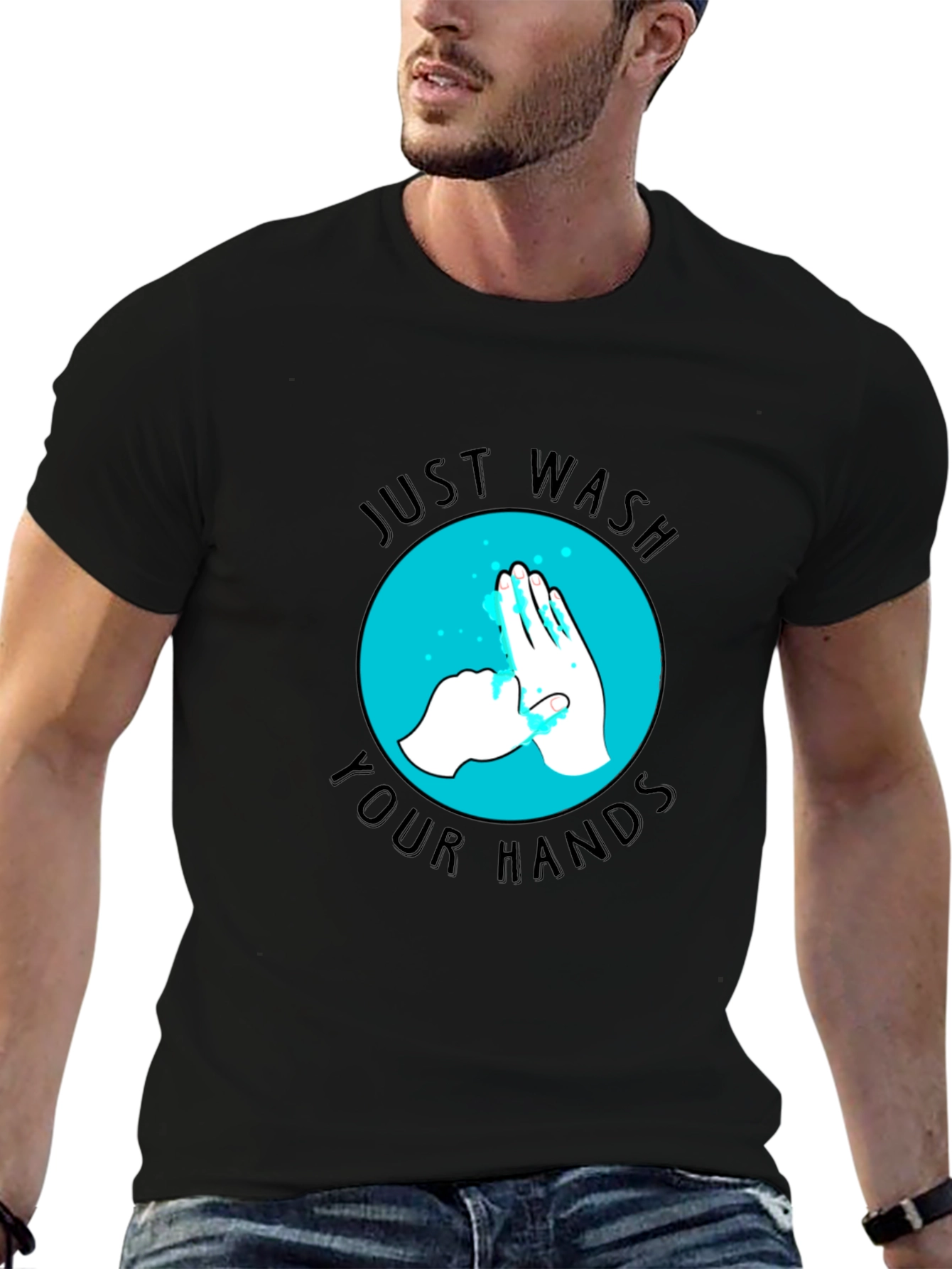 Just Wash Your Hands Graphic Tee - Black