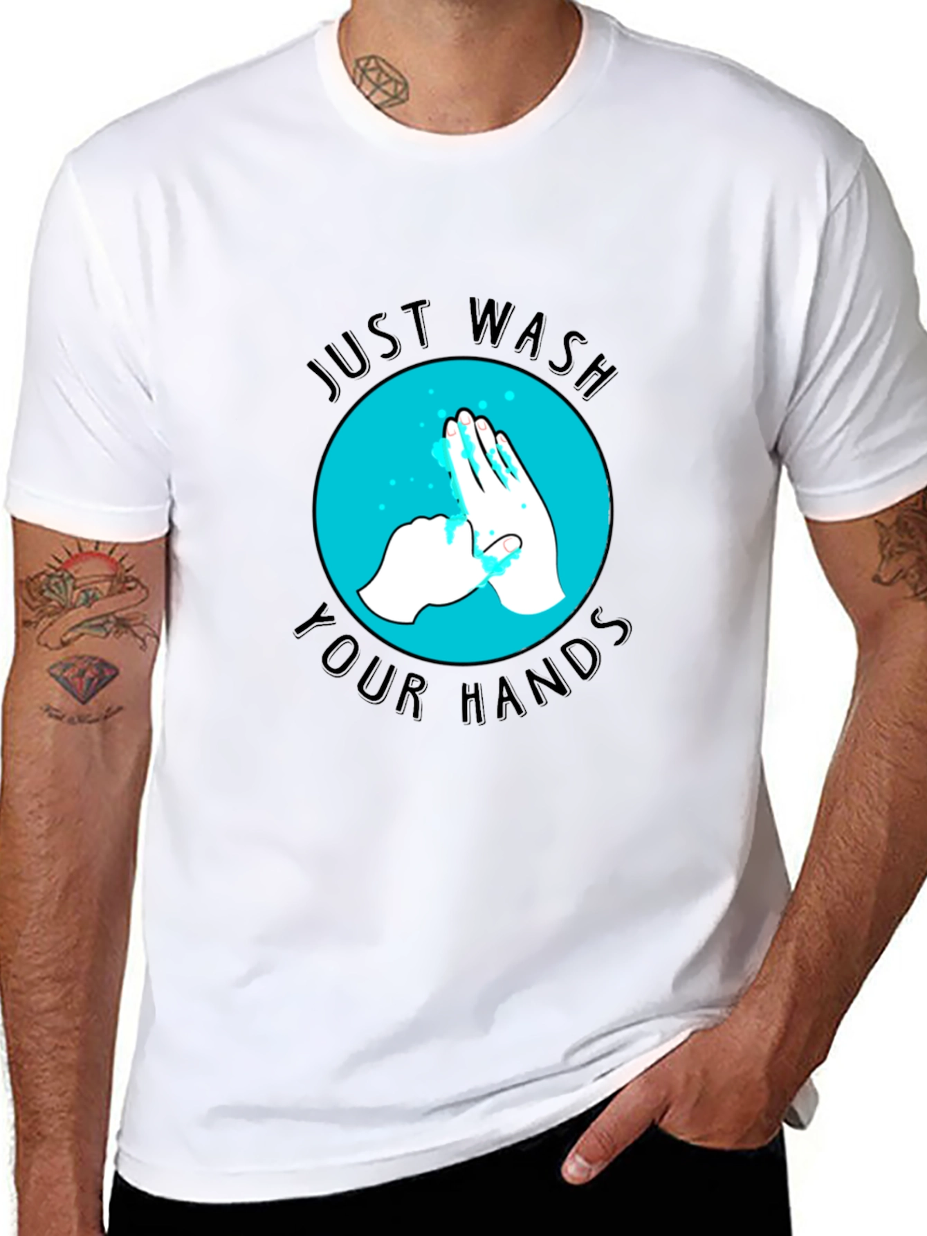 Just Wash Your Hands Graphic Tee - Black