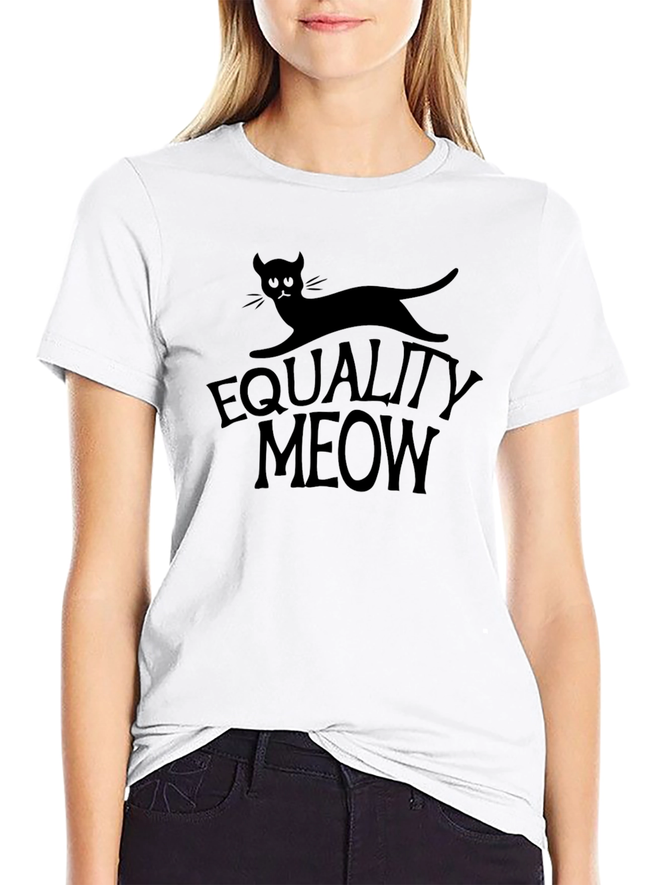 Equality Meow Black T-Shirt - Cat Lover Tee