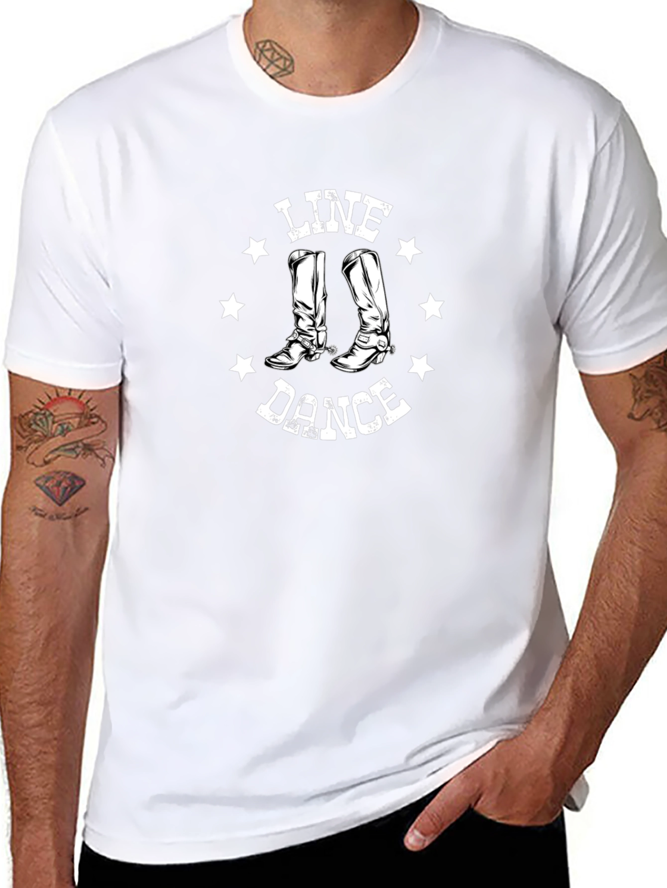 Line Dance Black Graphic T-Shirt