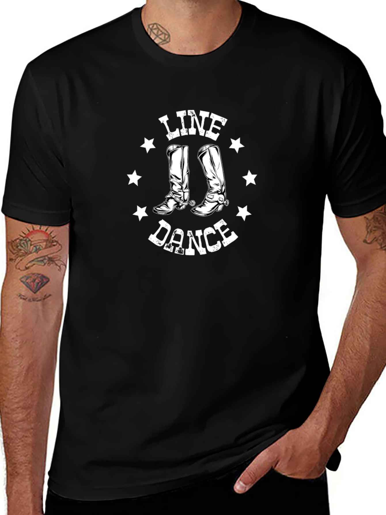Line Dance Black Graphic T-Shirt