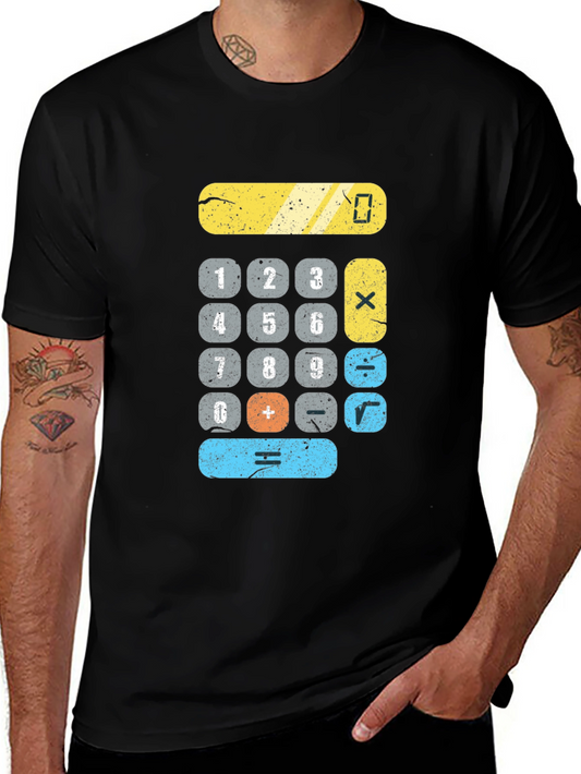 Calculator Graphic Print Black T-Shirt