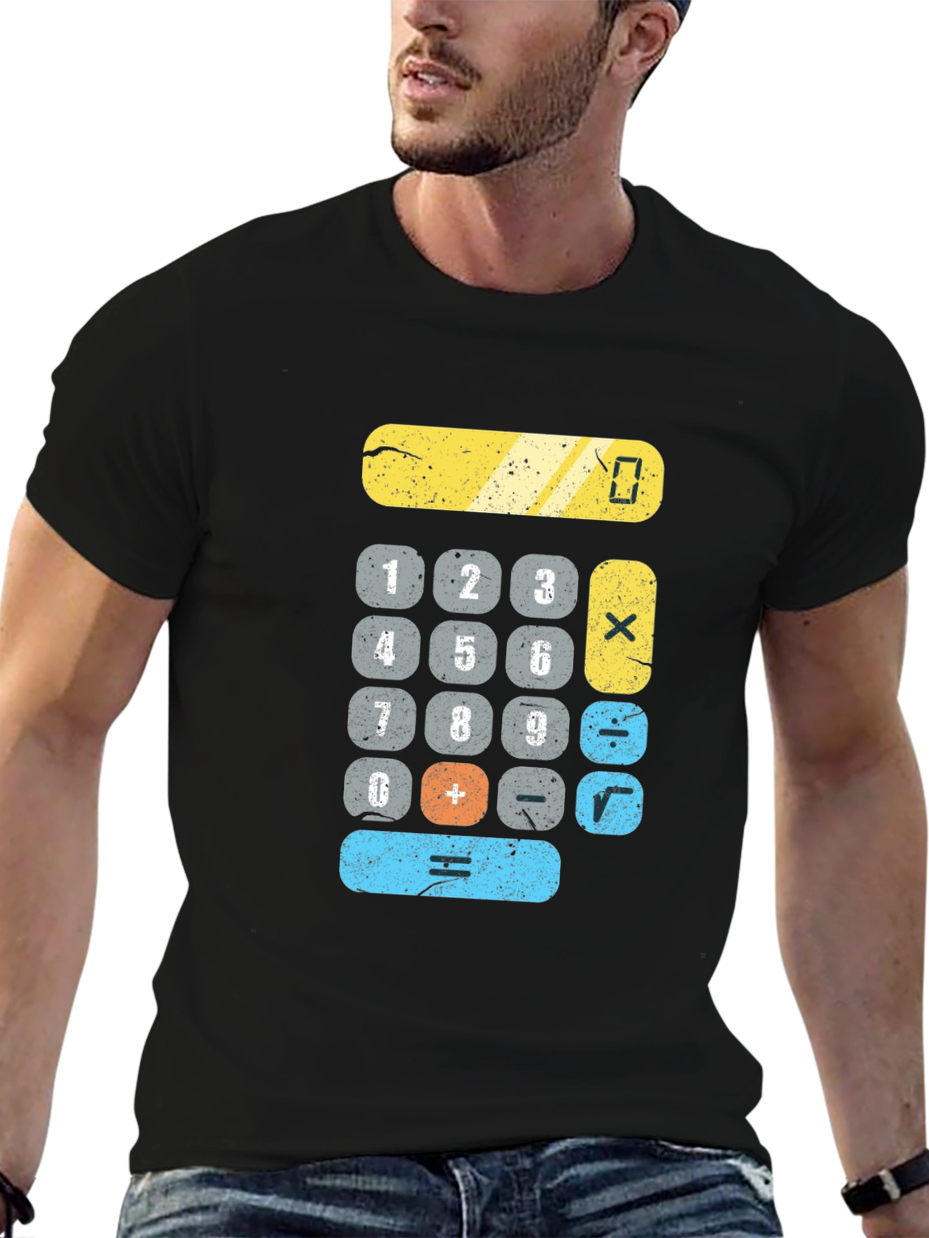 Calculator Graphic Print Black T-Shirt
