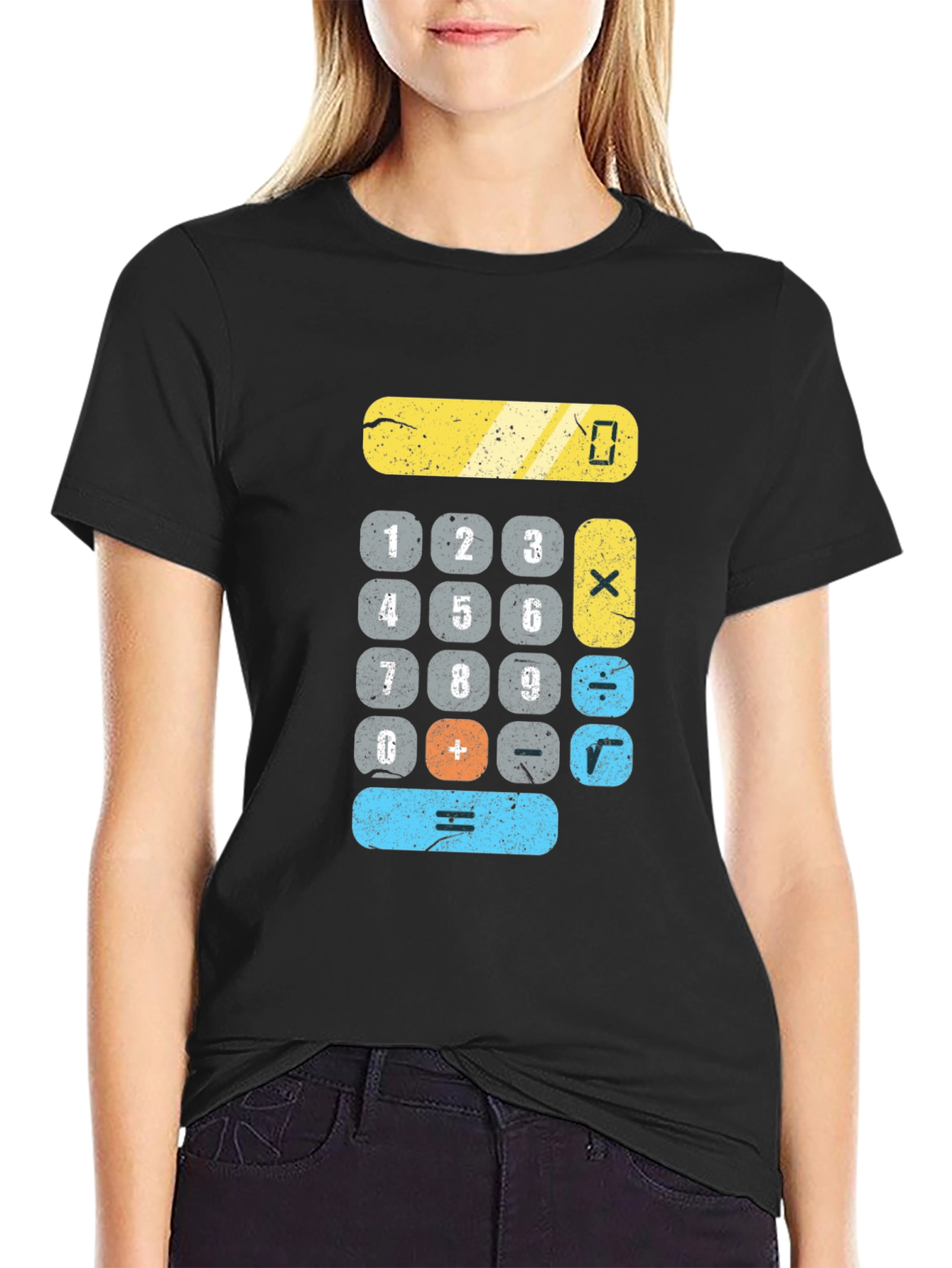 Calculator Graphic Print Black T-Shirt