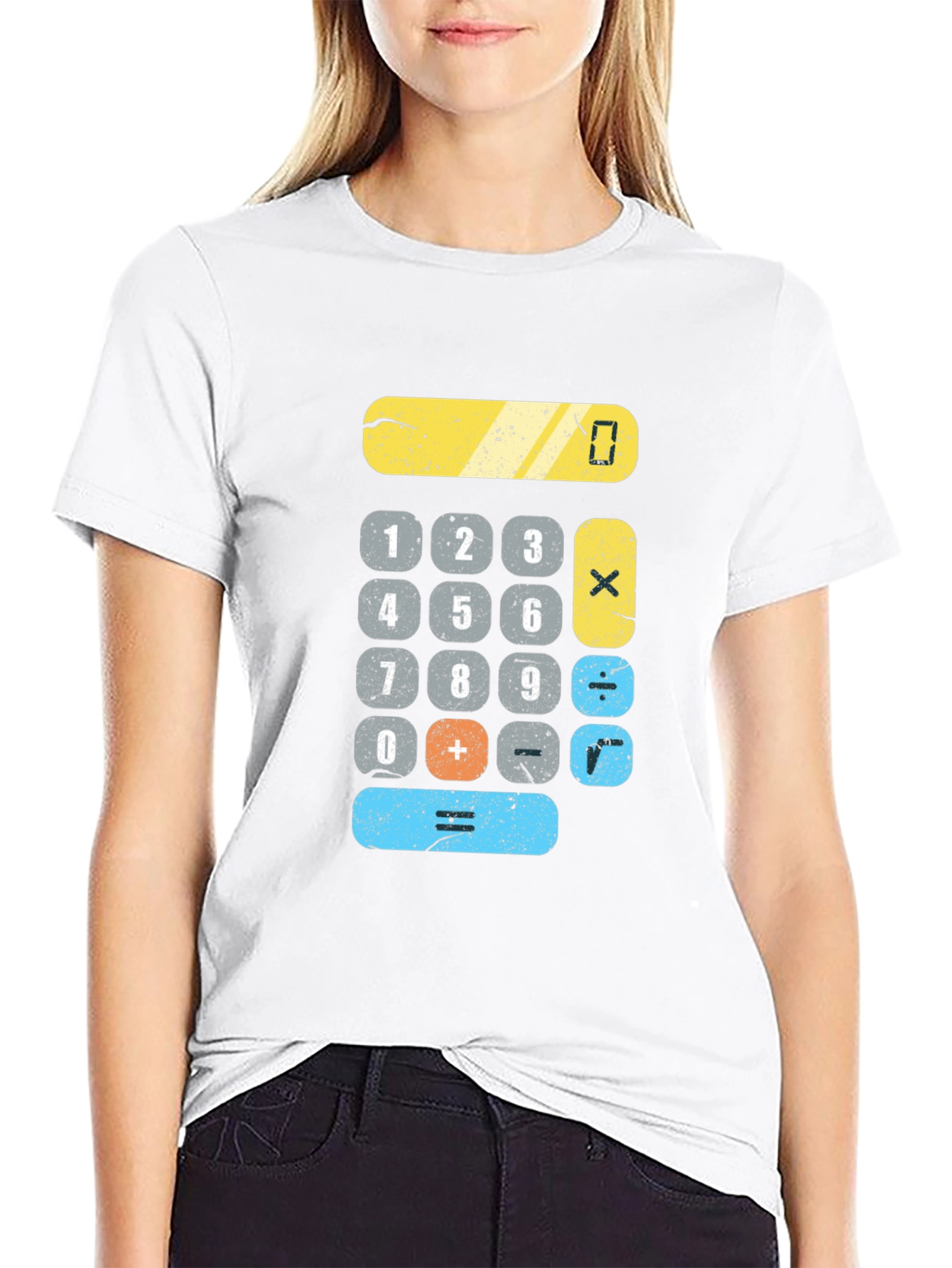 Calculator Graphic Print Black T-Shirt