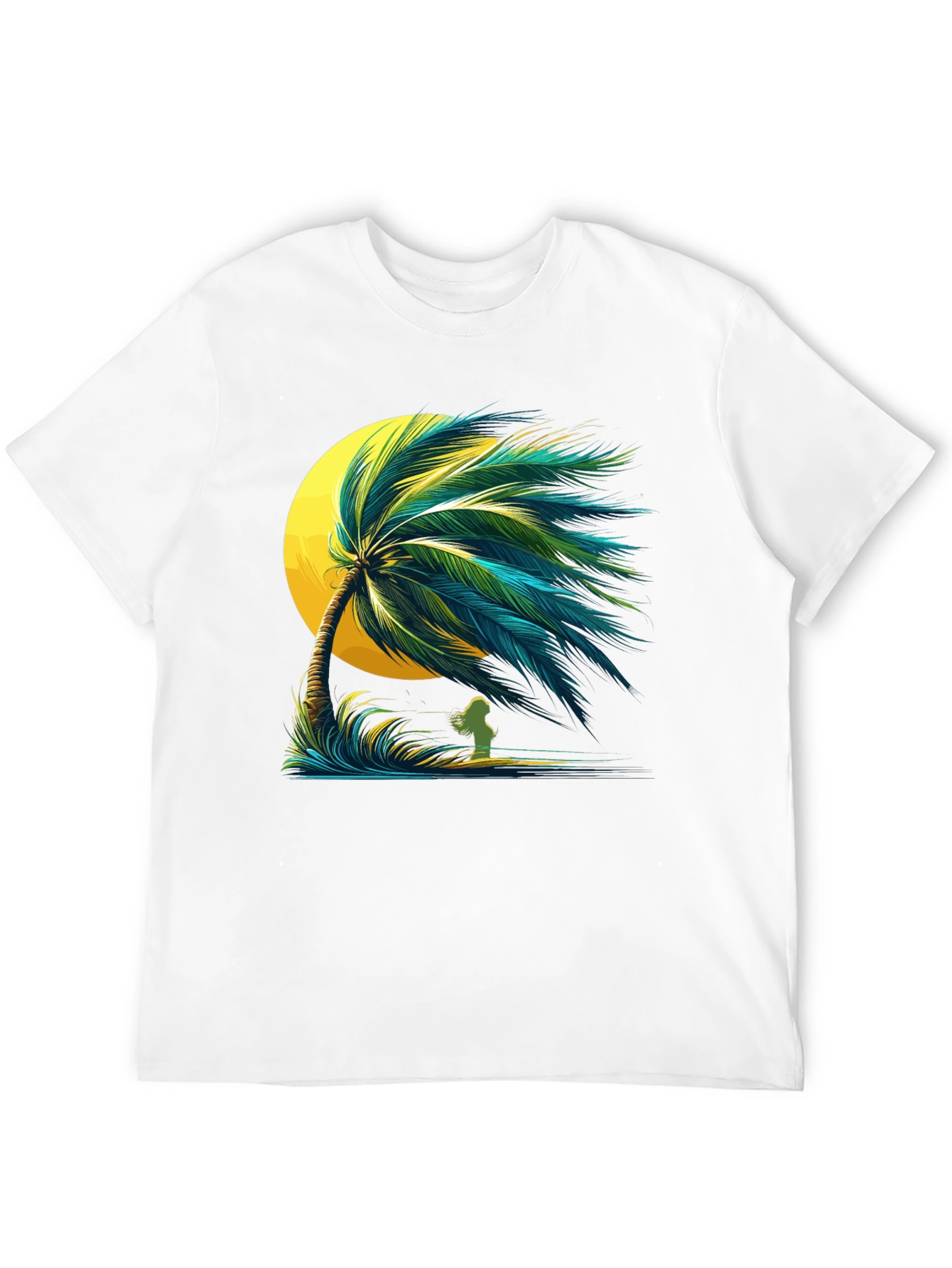 Tropical Palm Tree Graphic Black T-Shirt