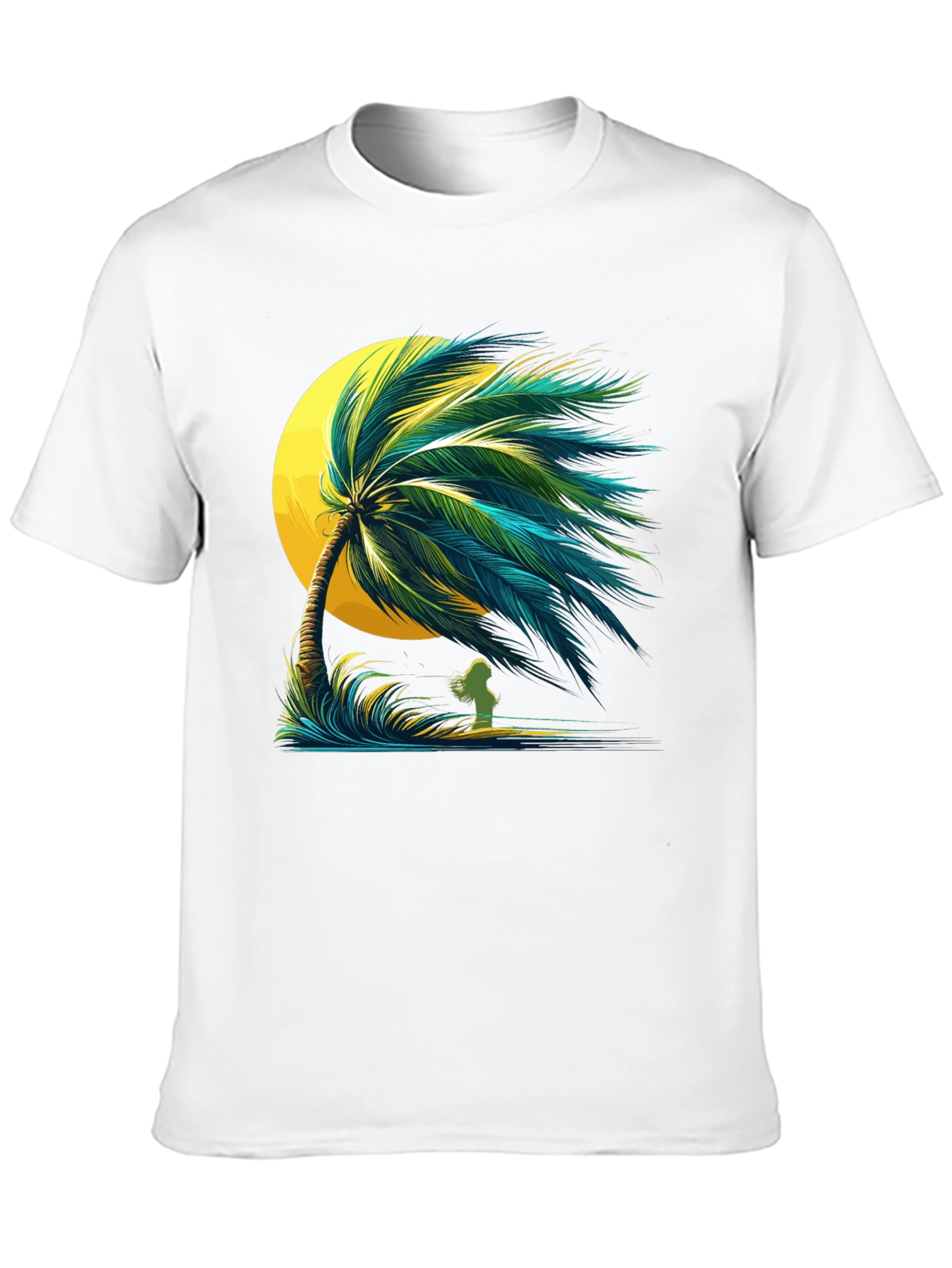 Tropical Palm Tree Graphic Black T-Shirt