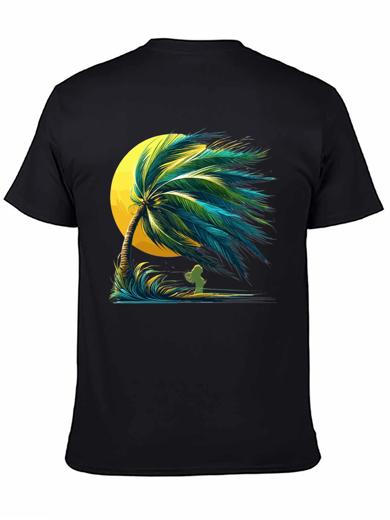 Tropical Palm Tree Graphic Black T-Shirt